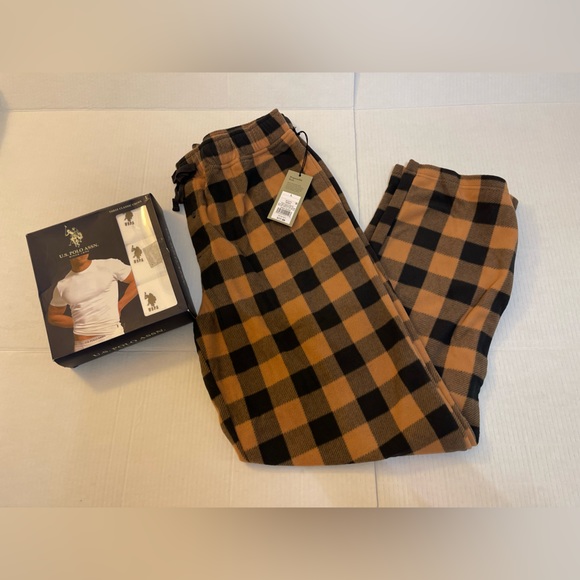 U.S. Polo Assn. Other - U.S Polo Men’s 3 Classic Fit Crews Neck Tee White & Pj pants Beige/Blk Large